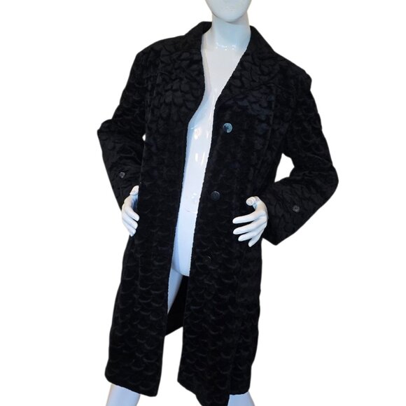 Vintage Y2K MIX IT Long Black Coat sz XL - Picture 1 of 9